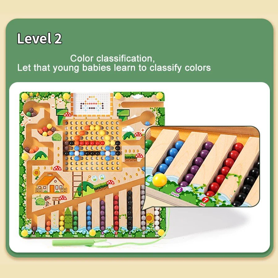 CountPath Montessori Magnetic Labyrinth for Numbers, Colors, and Logic