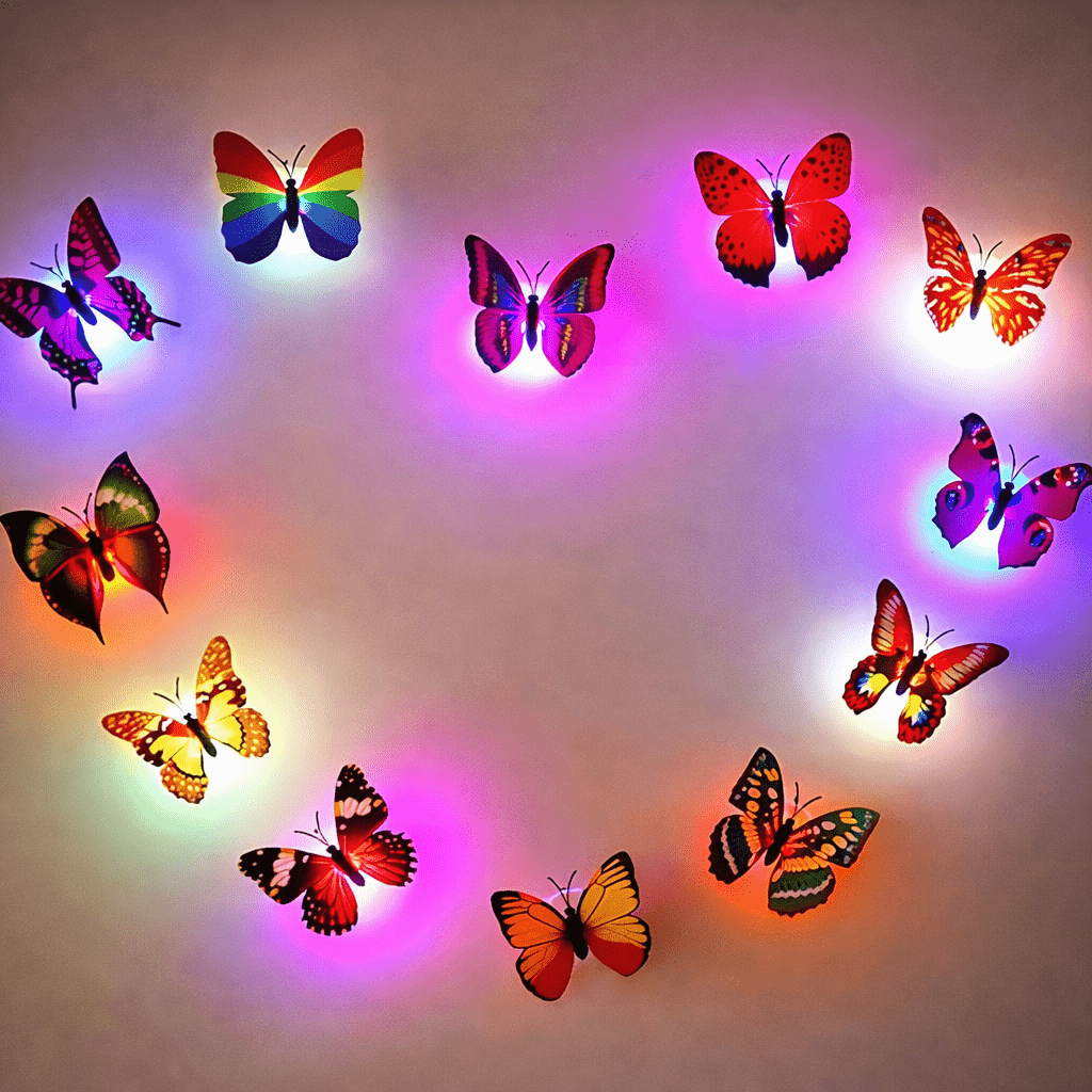 Autocollant mural papillon 3D LED LumaWisp pour éclairage d'ambiance nocturne