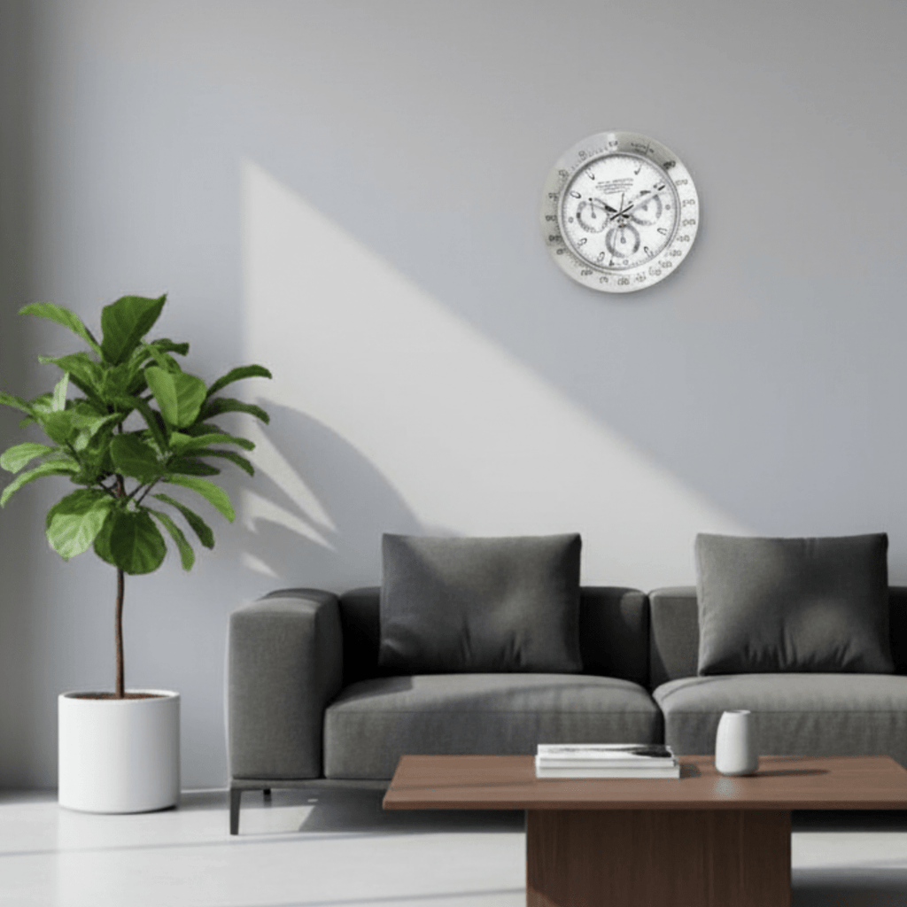 Reloj de Pared Silencioso AuroraTime con Manecillas Luminiscentes para Sala de Estar