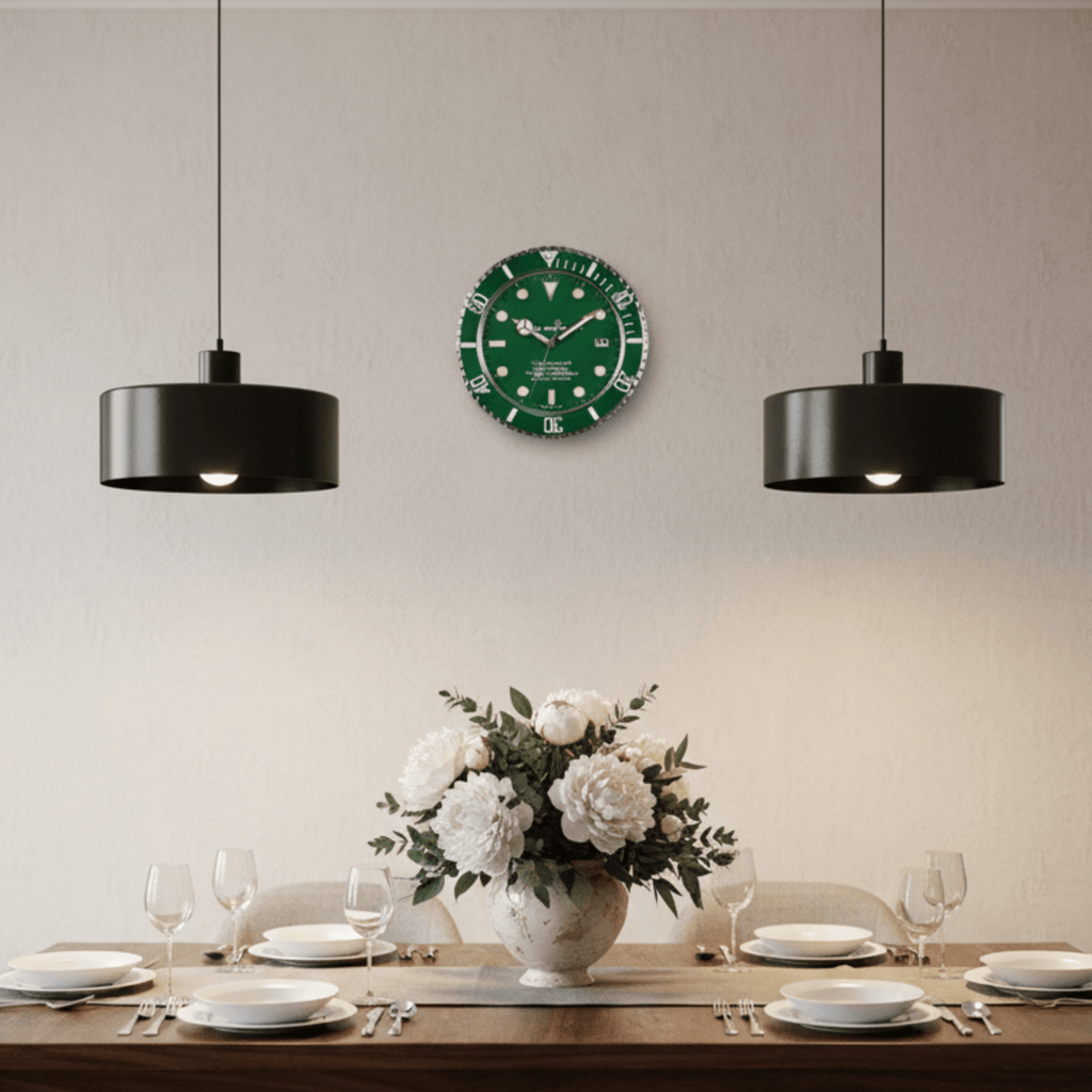 Reloj de Pared Silencioso AuroraTime con Manecillas Luminiscentes para Sala de Estar