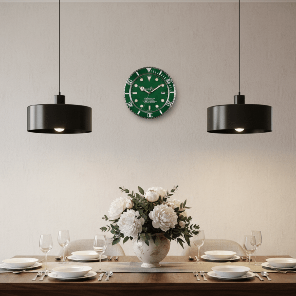 Reloj de Pared Silencioso AuroraTime con Manecillas Luminiscentes para Sala de Estar