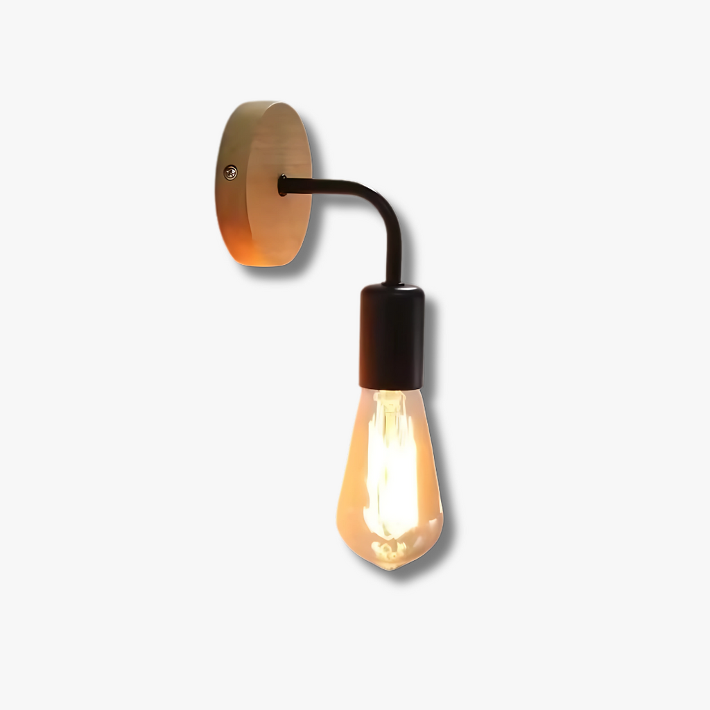 Lampada da Parete AetherForge con Design Moderno Retrò in Legno e Ferro