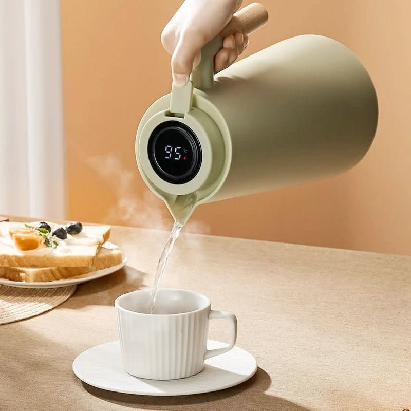 NebulaTherm Insulated Bottle Temperature Display Wooden Handle
