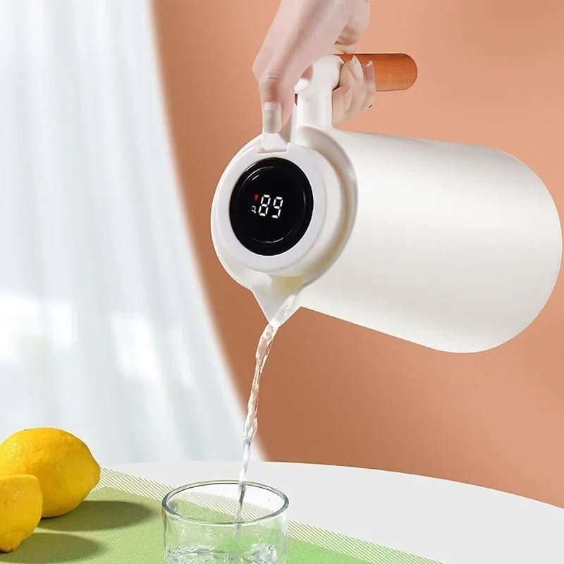 NebulaTherm Insulated Bottle Temperature Display Wooden Handle