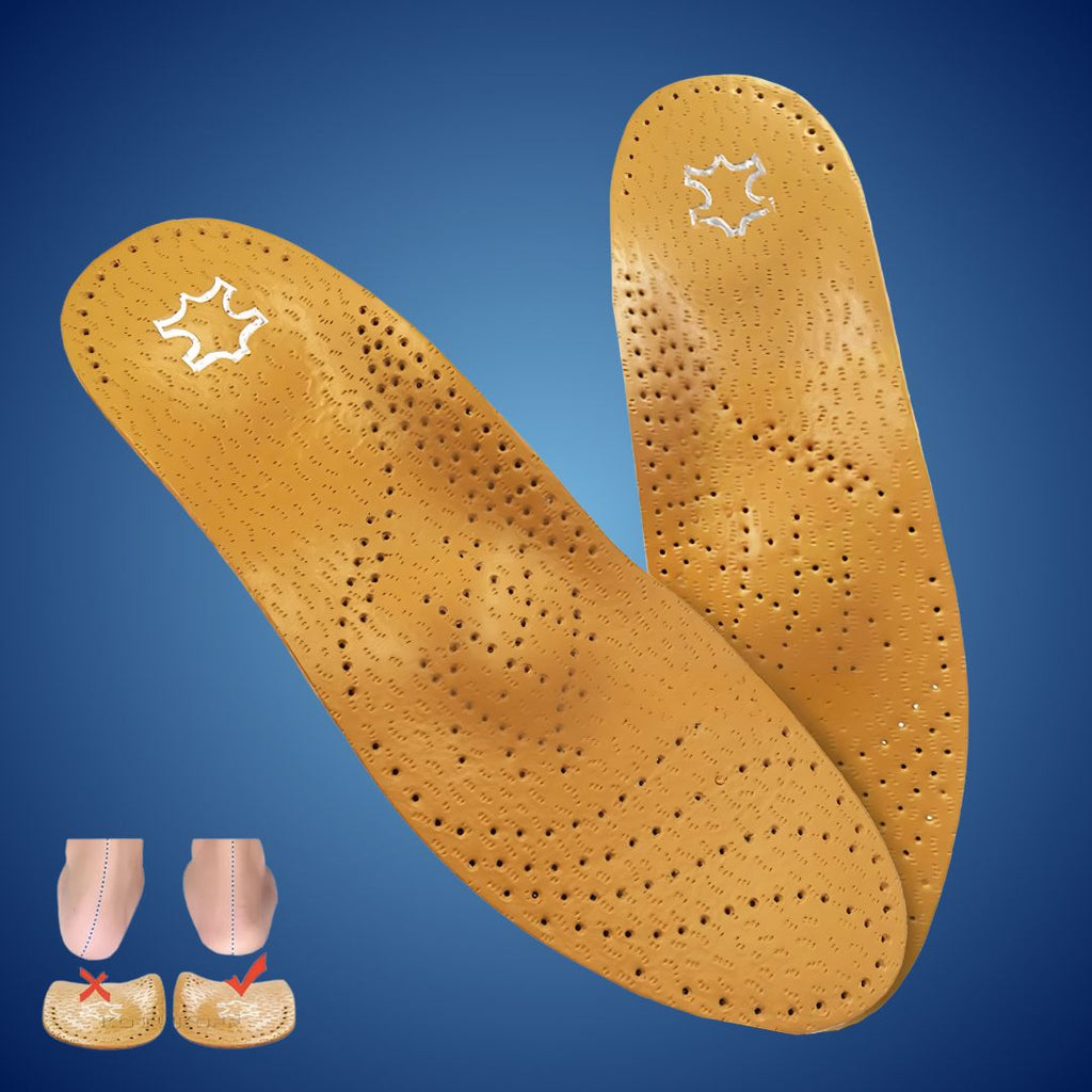 LeatherGuard Orthopedic Leather Shoe Insole | Shock Absorption - Arch Support - Comfortable Insole - Foot Pain Relief - Moisture Wicking