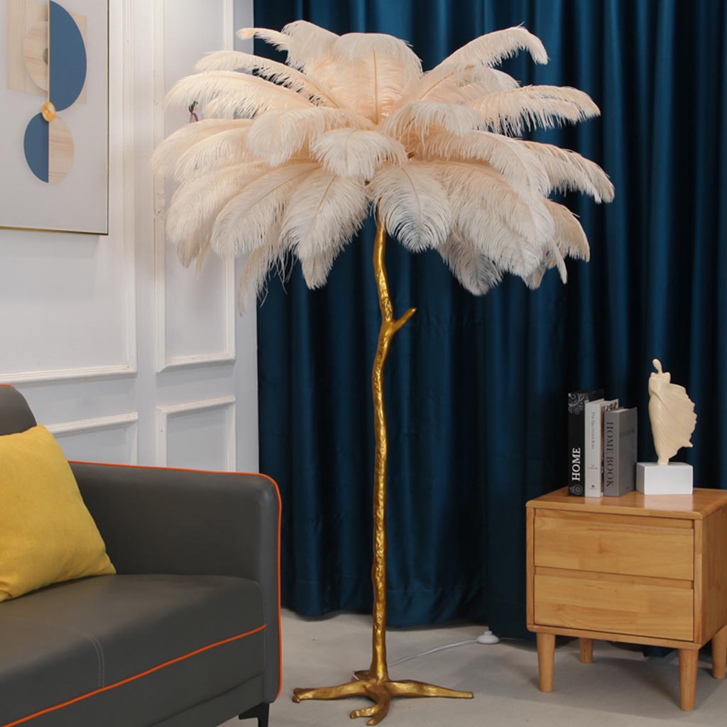 Elegant Ostrich Feather Modern Floor Lamp For Living Room Decor