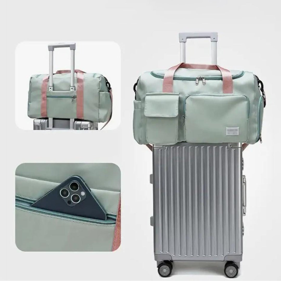 Bolsa de viaje versátil para gimnasio con múltiples bolsillos y compartimento para zapatos