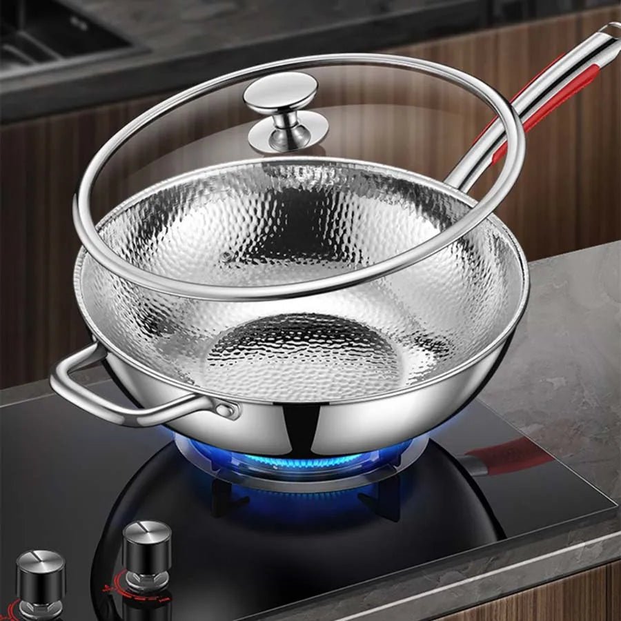 NovaPrime Titanium Wok For Induction Stovetops With Rounded Bottom Stir Fry Pan