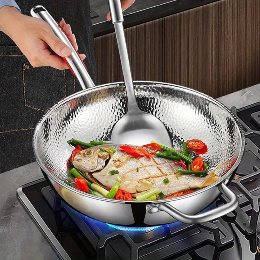 NovaPrime Titanium Wok For Induction Stovetops With Rounded Bottom Stir Fry Pan