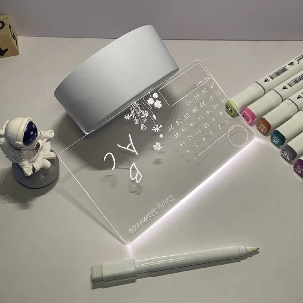 שלט מואר LED עם טוש למחיקה יבשה לשולחן עבודה ביתי של LumaGlyph