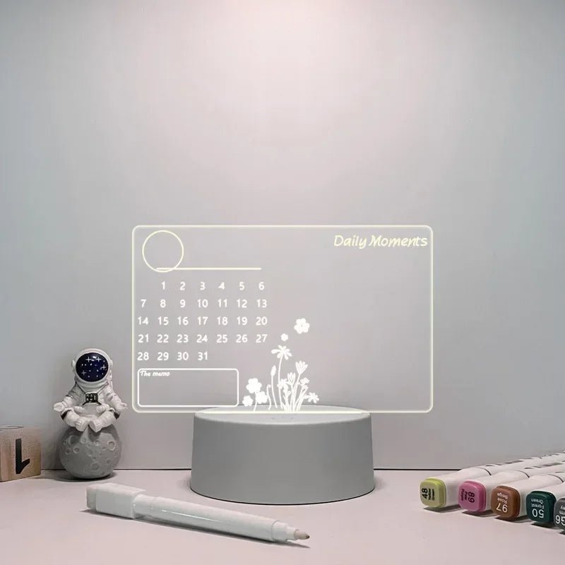 שלט מואר LED עם טוש למחיקה יבשה לשולחן עבודה ביתי של LumaGlyph