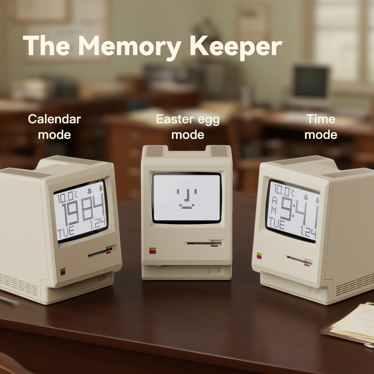 NexaTick Retro Computer Look Digital Alarm Clock for Home Office and Desk Decor