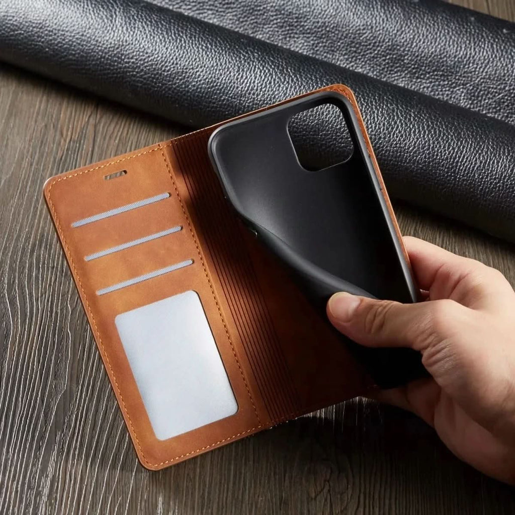 衝撃吸収機能付きレザー磁気iPhoneケース