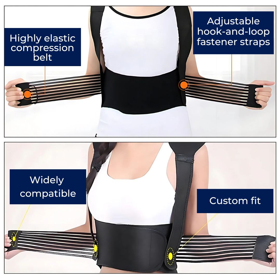 ThermaPosture zelfverwarmende rugbrace met verstelbare houdingscorrector