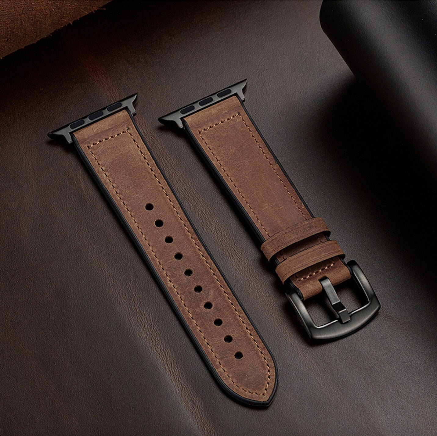 Curea de lux Aurora din piele naturală pentru Apple Watch Pro