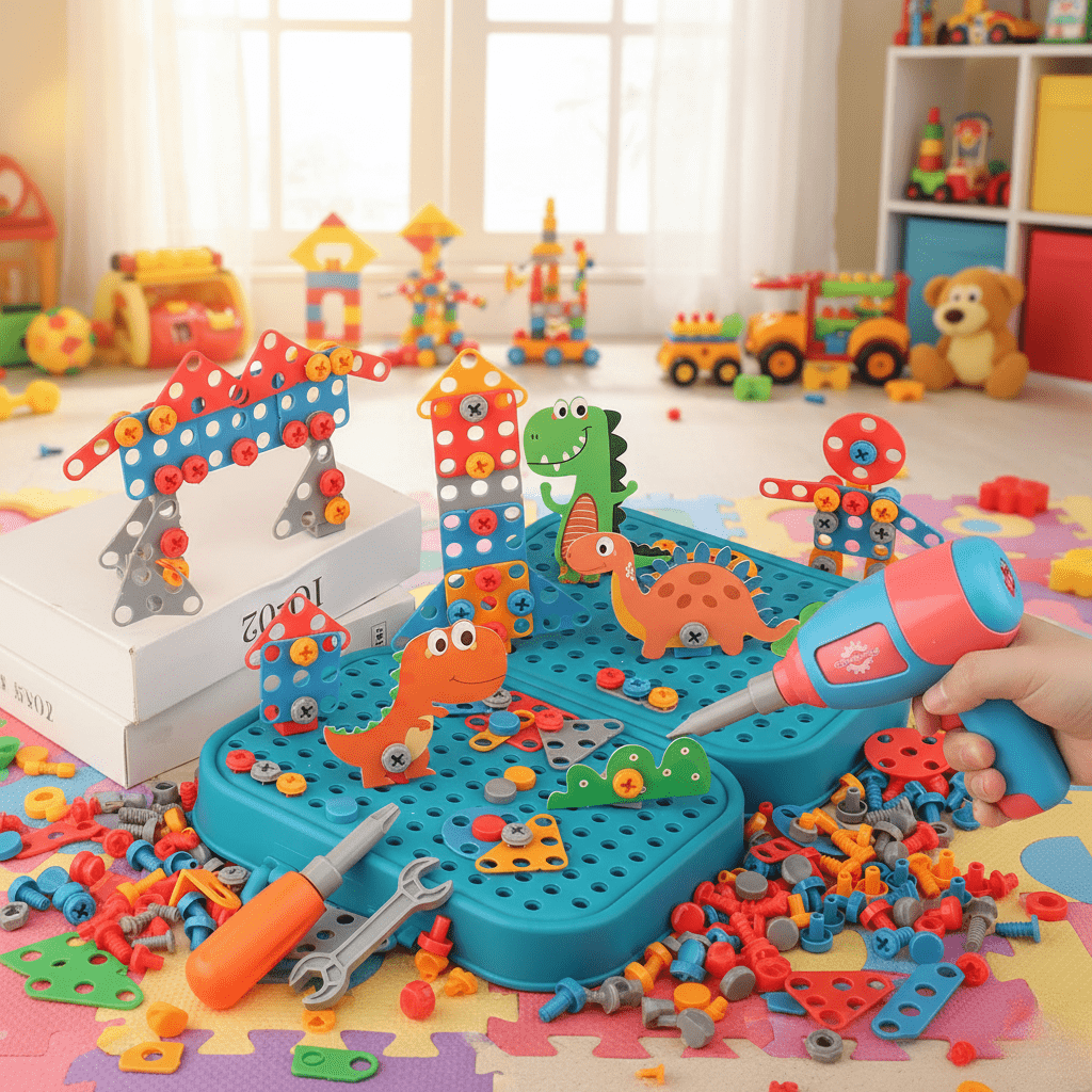 NovaBuild ToolPlay Set für Kleinkinder Praktisches Kreativitäts- und Lernset 211 Teile