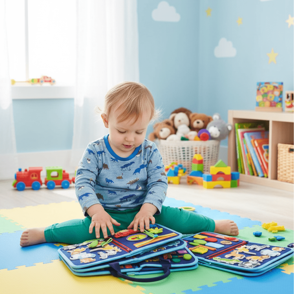 BrightNest Montessori Tablica Aktywności dla Niemowląt 6 Miesięcy Rozwija Motorykę Małą