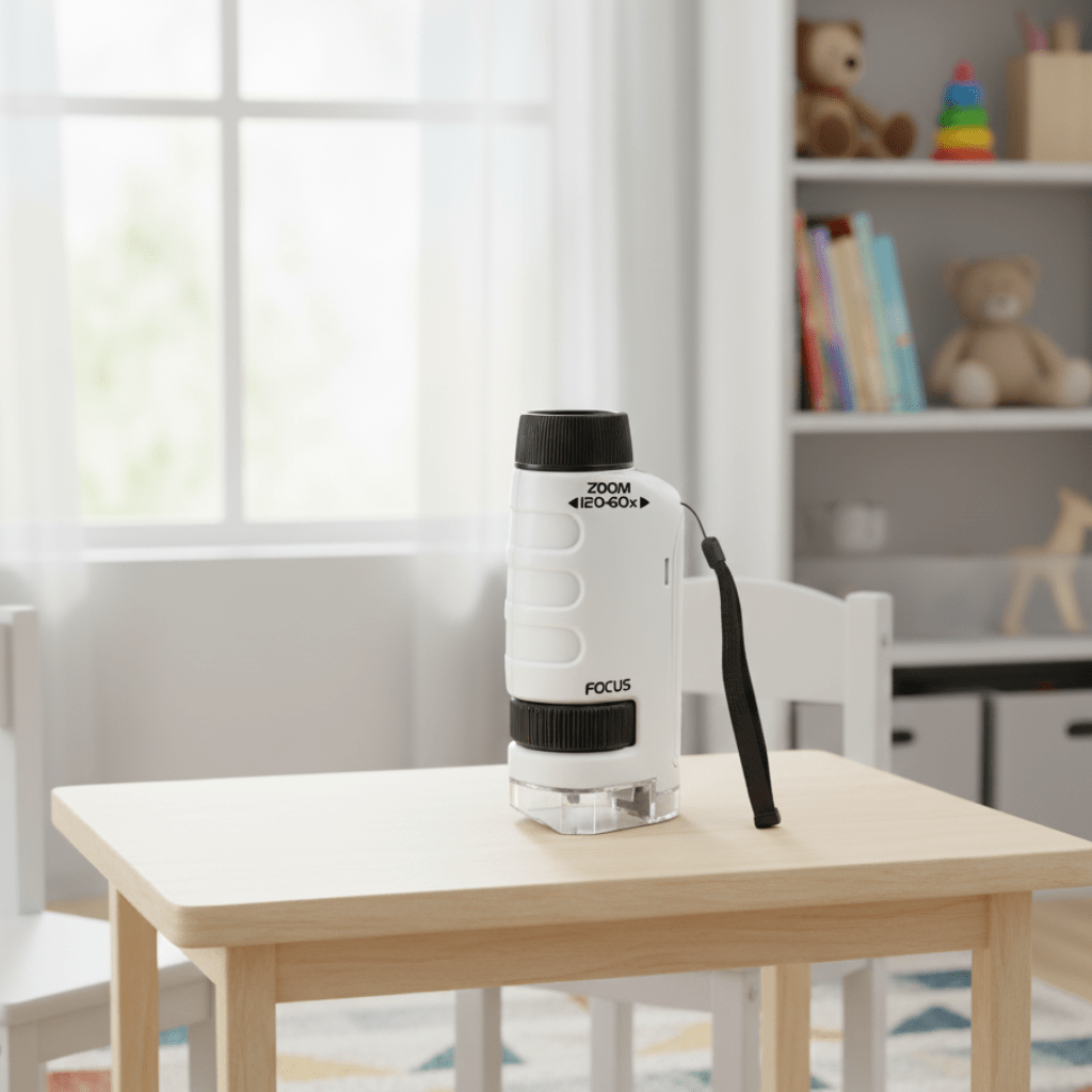 Microscope portable QuestScope Kids, grossissement 60x-120x, découverte