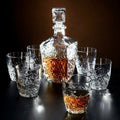 Whiskey Crystal Decanter Kit With Diamond Glass, 7 Piece Barware Set For Entertaining