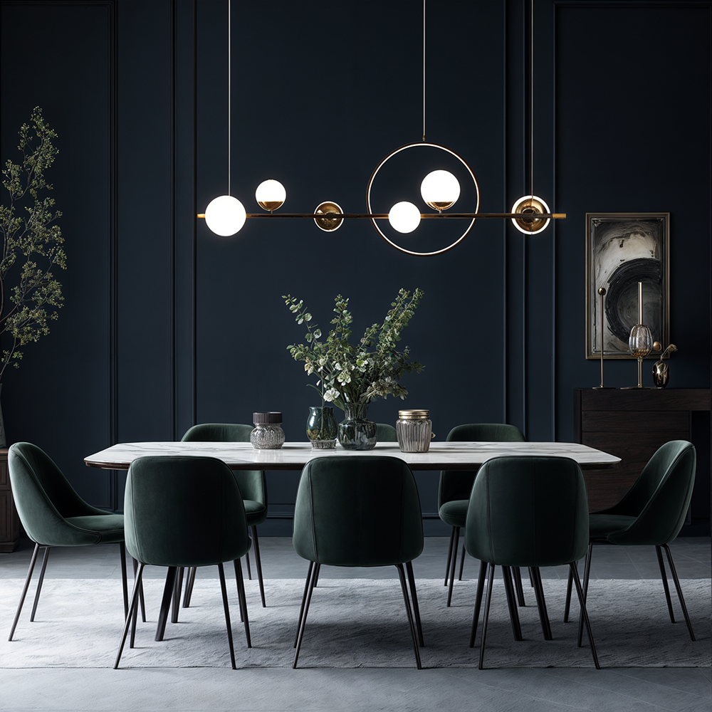 AuroraLine Lineaire Kroonluchter Met IJzeren Handgeblazen Glazen Driekleur Dimmer