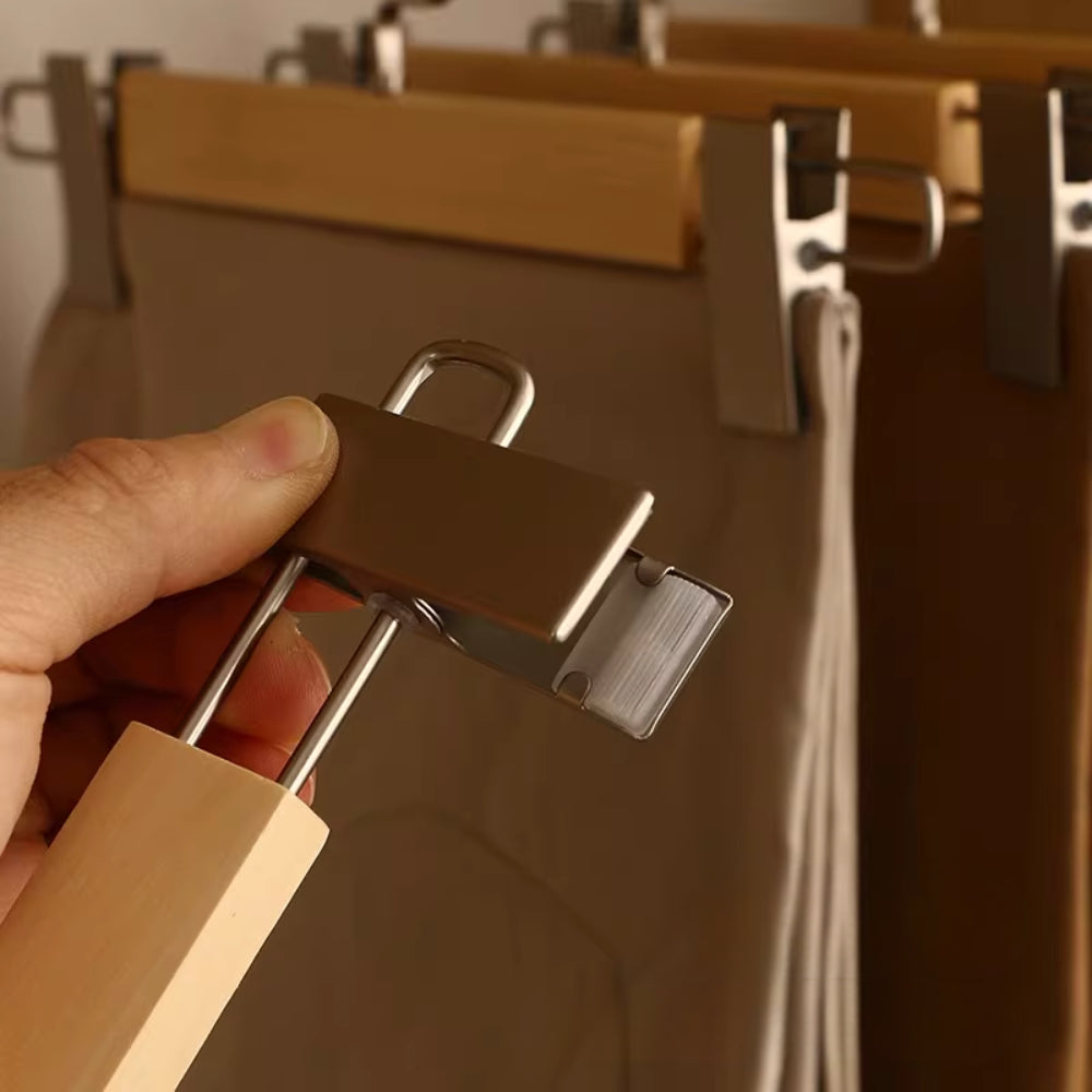 Luxorg bøjler i massivt lotus træ med justerbare metalclips, 10 stk.