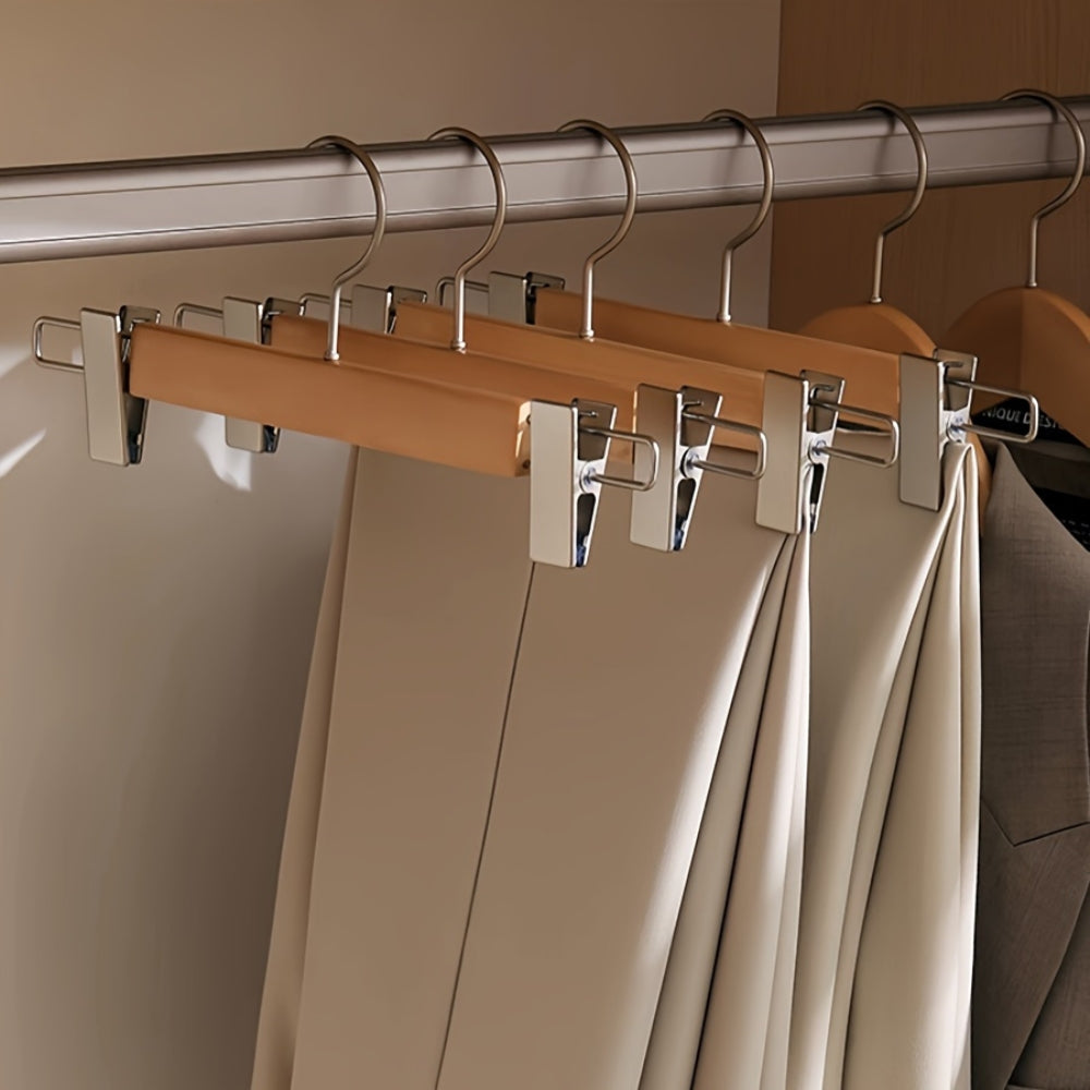 Luxorg bøjler i massivt lotus træ med justerbare metalclips, 10 stk.
