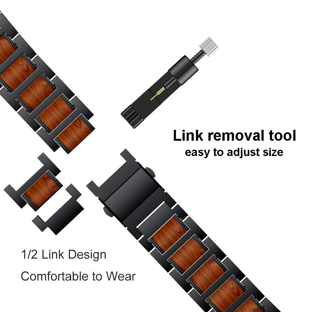 Rotes Sandelholz- und Edelstahlarmband für Apple Watch