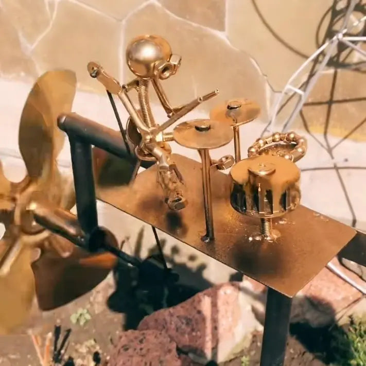 Characterful Metal Windmill Garden Decor That Moves With Rock Band Theme