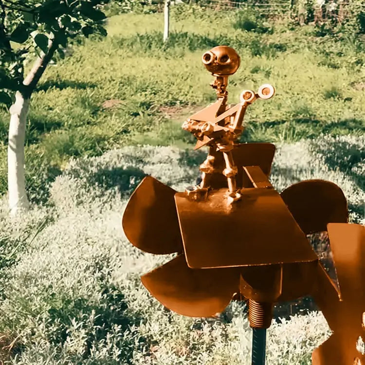 Characterful Metal Windmill Garden Decor That Moves With Rock Band Theme