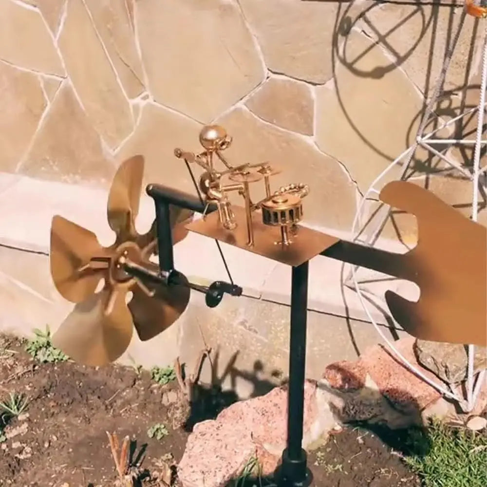 Characterful Metal Windmill Garden Decor That Moves With Rock Band Theme