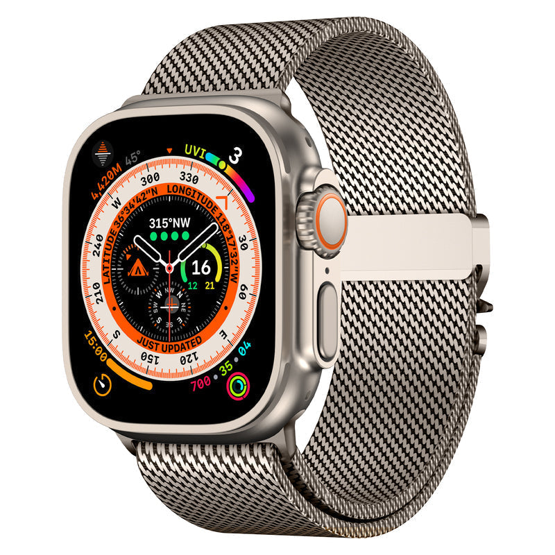 クラシックなミラネーゼスタイルのループクロージャー付きApple Watchオーロラメッシュバンド