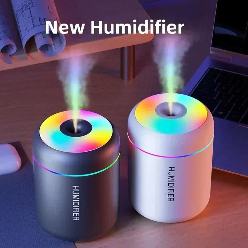 Humidificador USB compacto LumaMist mini 180 ml con iluminación LED para escritorio