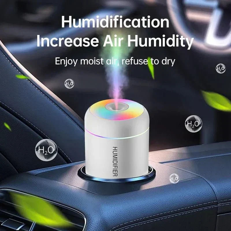 Humidificador USB compacto LumaMist mini 180 ml con iluminación LED para escritorio