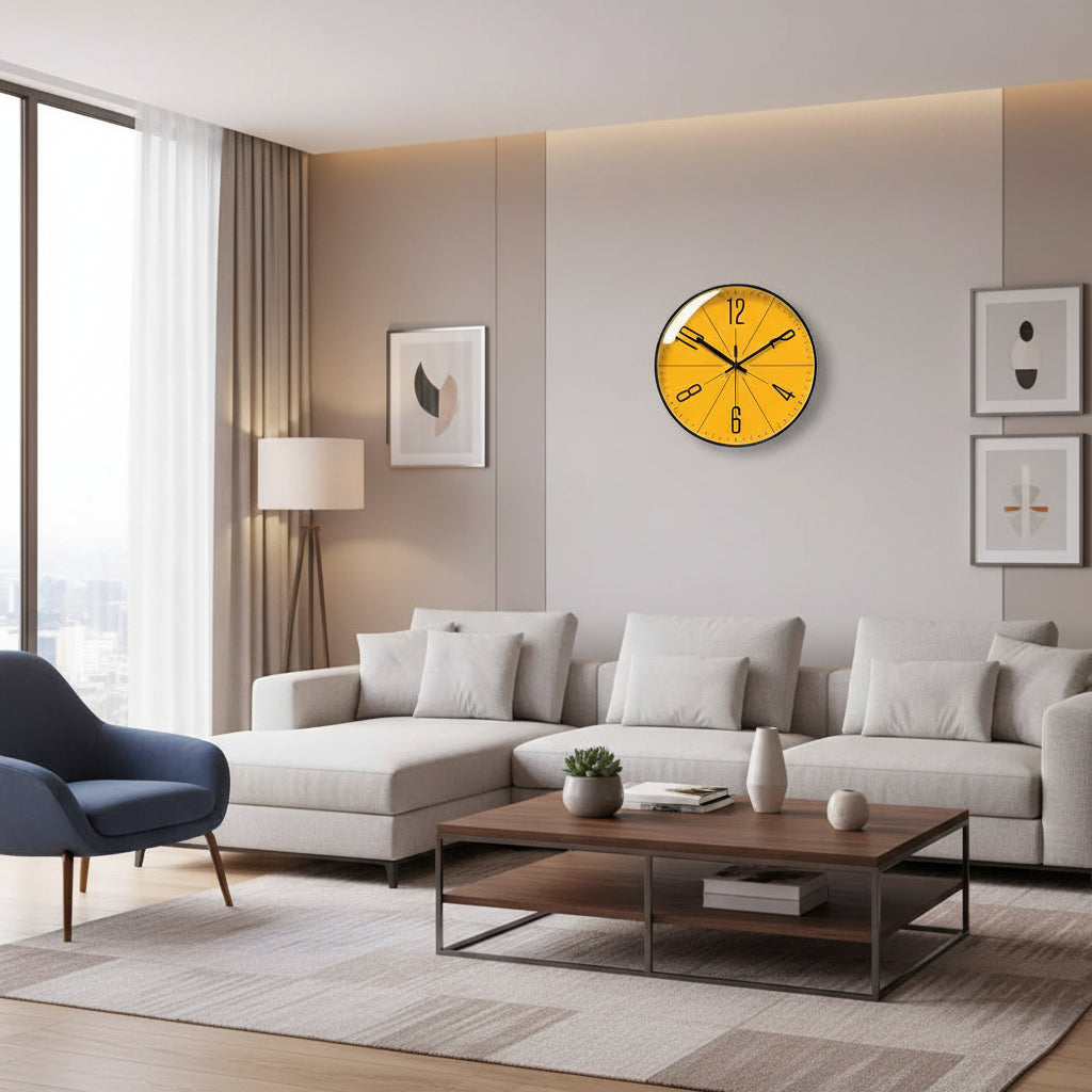 NordicTick Black Minimalist Wall Clock With Quartz Movement For Modern Interiors