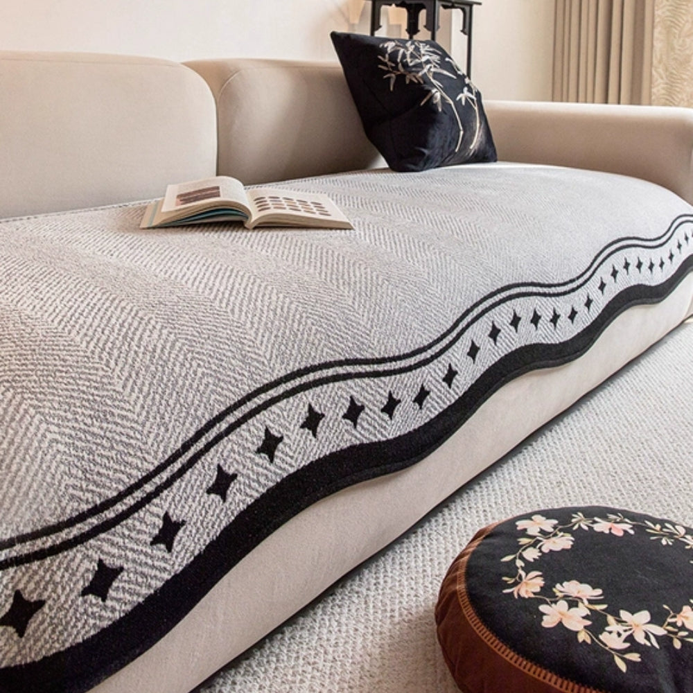 Modernwave Anti Slip Sofa Cover With Wavy Edge Design