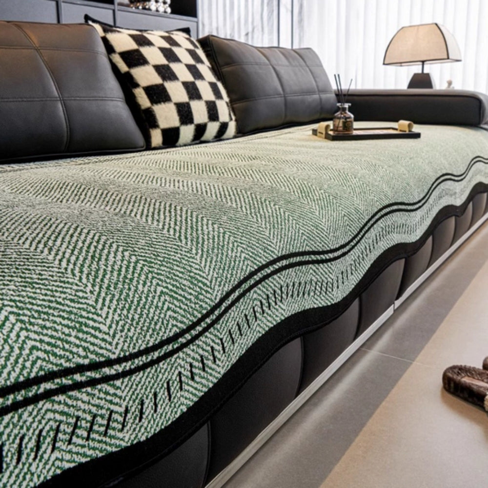 Modernwave Anti Slip Sofa Cover With Wavy Edge Design