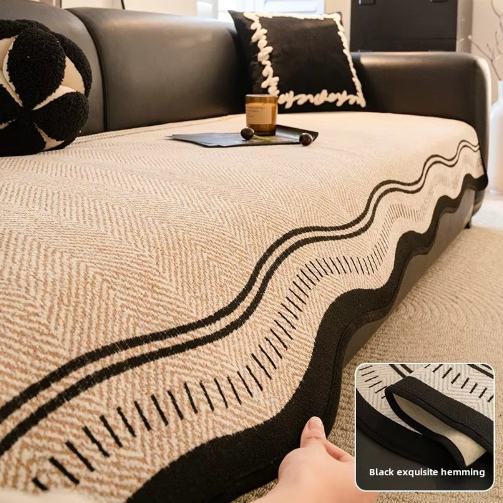 Modernwave Anti Slip Sofa Cover With Wavy Edge Design
