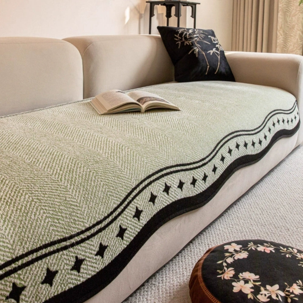 Modernwave Anti Slip Sofa Cover With Wavy Edge Design