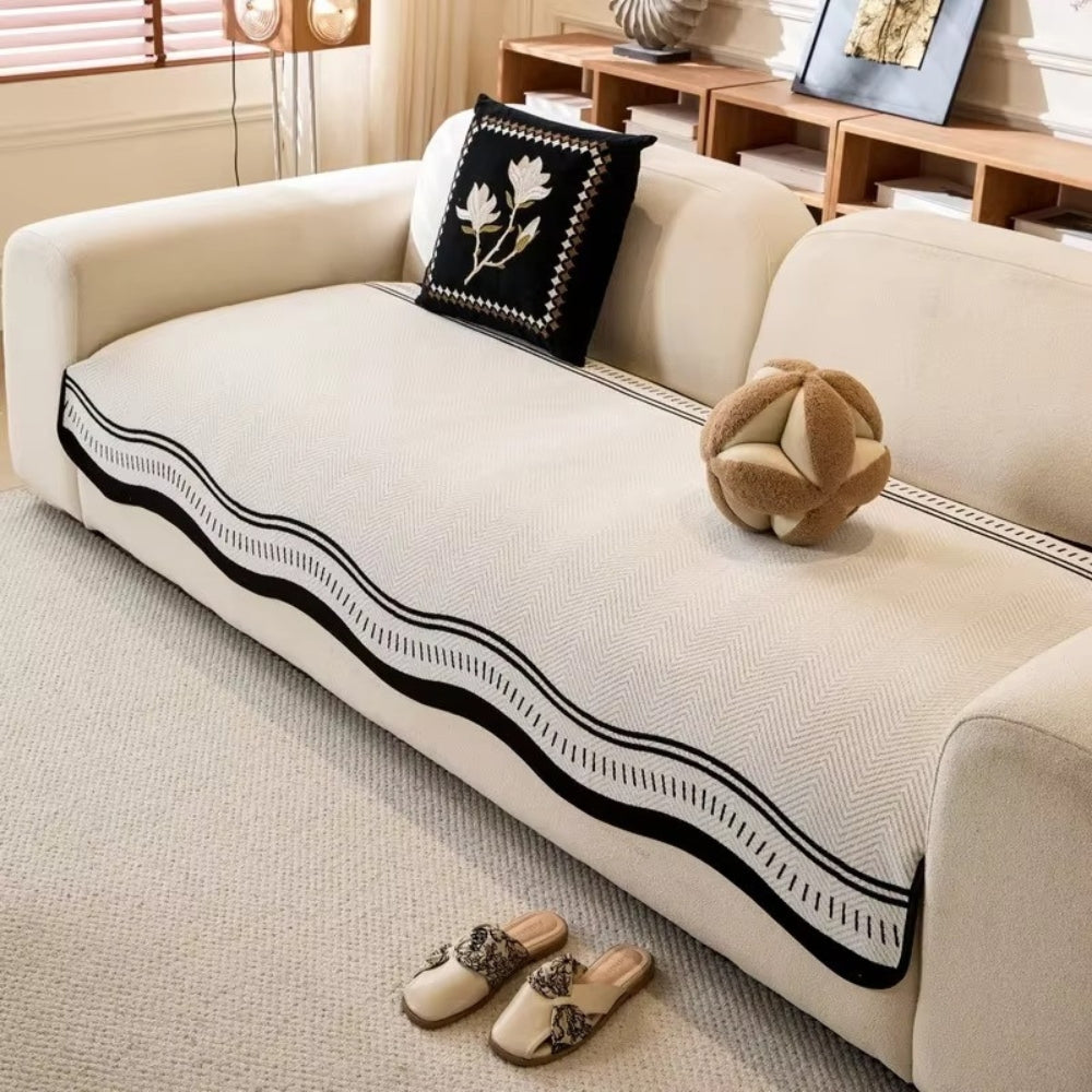 Modernwave Anti Slip Sofa Cover With Wavy Edge Design