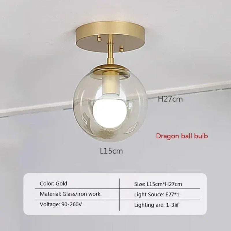 Aurelo Orb Deckenleuchte mit klarem Glaskugel und minimalistischem Metallhalter