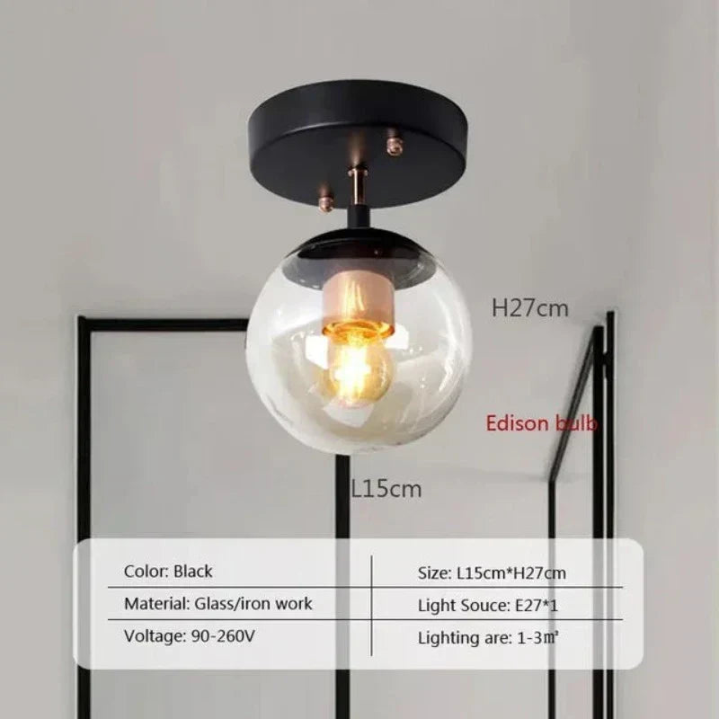 Aurelo Orb Deckenleuchte mit klarem Glaskugel und minimalistischem Metallhalter