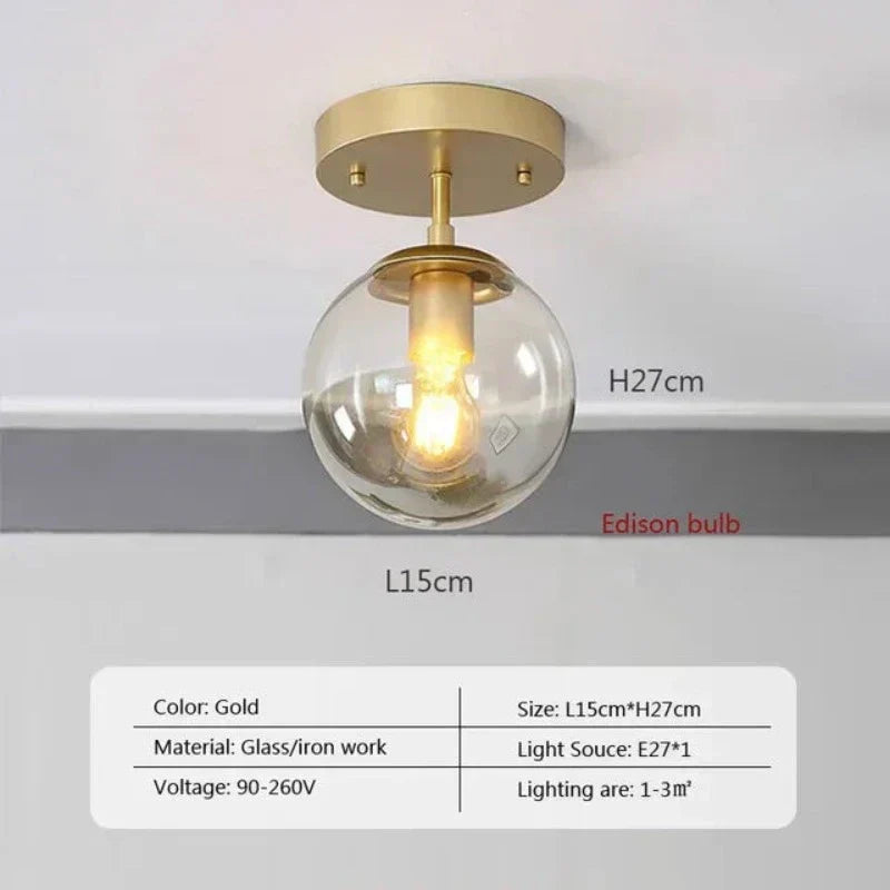 Aurelo Orb Deckenleuchte mit klarem Glaskugel und minimalistischem Metallhalter