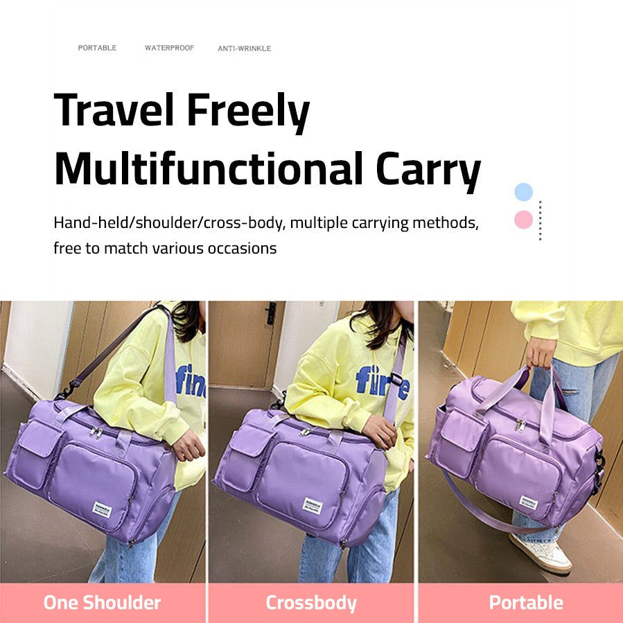 Bolsa de viaje versátil para gimnasio con múltiples bolsillos y compartimento para zapatos