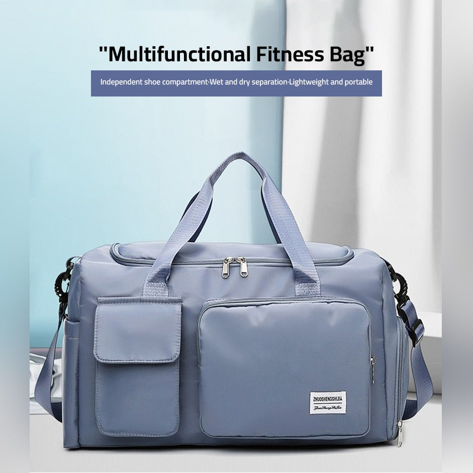 Bolsa de viaje versátil para gimnasio con múltiples bolsillos y compartimento para zapatos