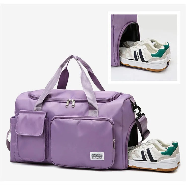 Bolsa de viaje versátil para gimnasio con múltiples bolsillos y compartimento para zapatos