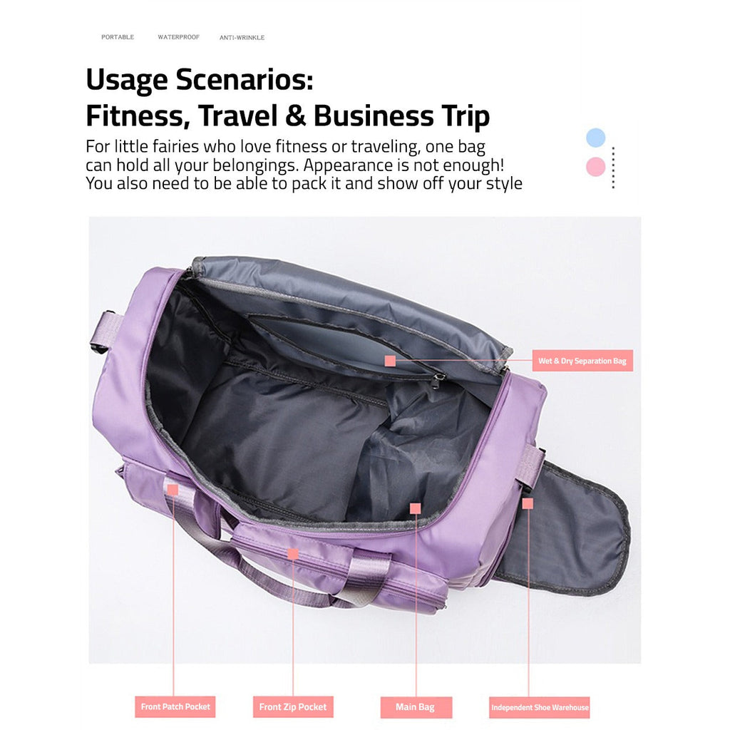 Bolsa de viaje versátil para gimnasio con múltiples bolsillos y compartimento para zapatos