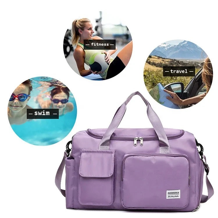 Bolsa de viaje versátil para gimnasio con múltiples bolsillos y compartimento para zapatos