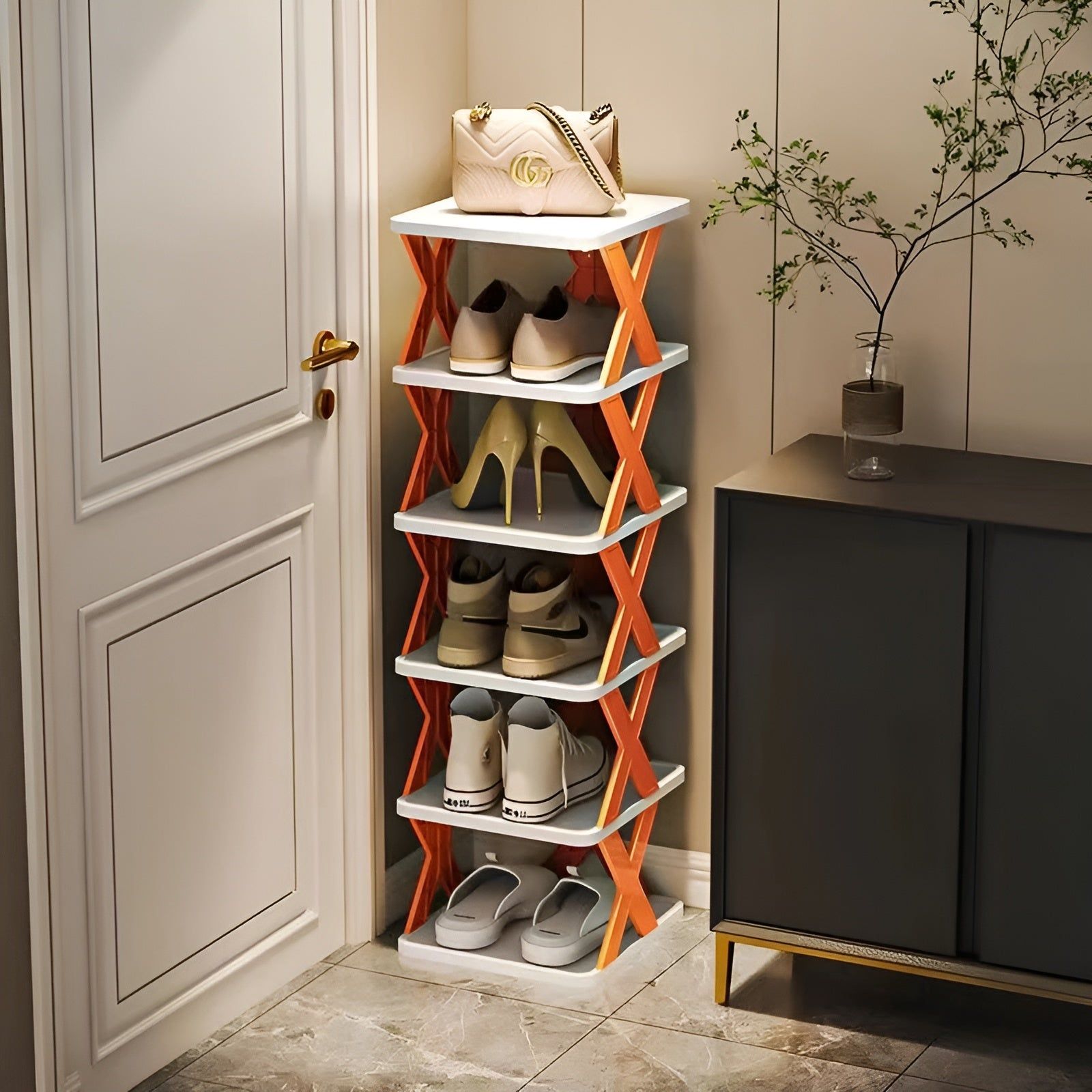 Składany organizer na buty FlexiStack do małych przestrzeni