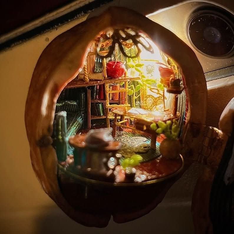 Whispering Walnut Shells Dollhouse Handmade With Interior Lighting