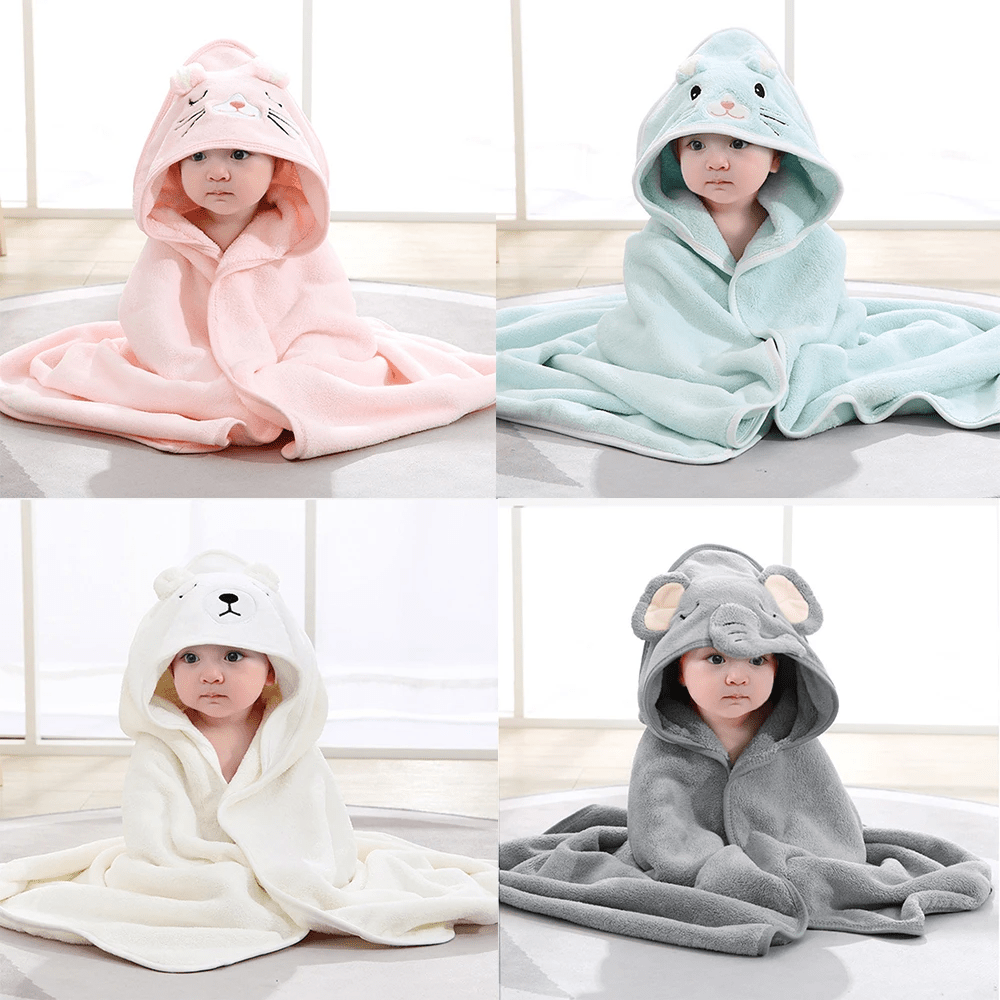 SnuggleNest Flauschiges Baby-Badetuch mit Kapuze für sanftes Trocknen und kuschelige Umarmungen